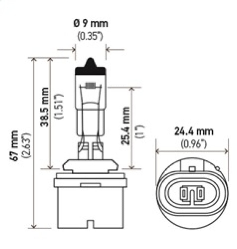 Hella Optilux 893 12V 37.5W Extreme Yellow Bulbs (Pair) H71071192 H71071192 Technical Drawing