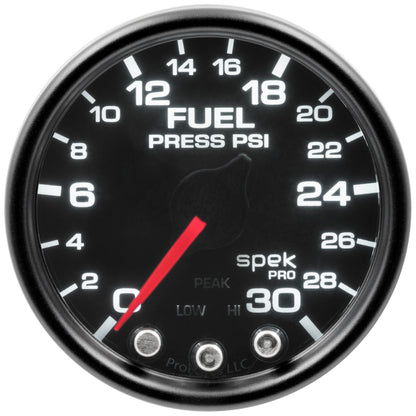 Autometer Spek-Pro Gauge Fuel Press 2 1/16in 30psi Stepper Motor W/Peak & Warn Blk/Smoke/Blk P31652 P31652 User 2