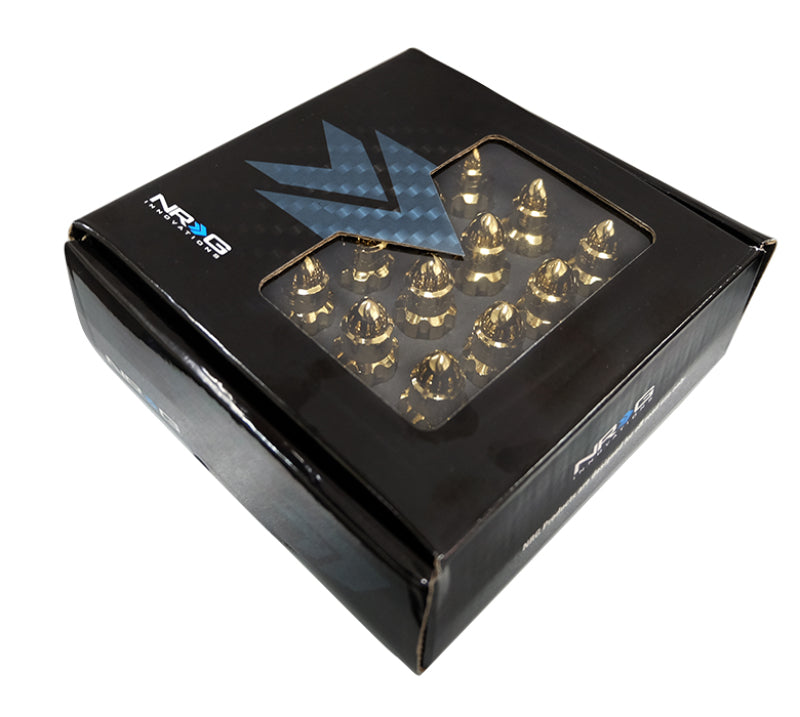 NRG M12 x 1.5 Steel Lug Nut Set  Bullet Shape 21pc Chrome Gold W/ Lock Key LN-LS500CG-21 Photo - Primary