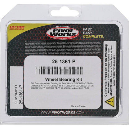 Pivot Works Honda Wheel Bearing Kit Premium Bearings 25-1361-P 25-1361-P Photo - Primary