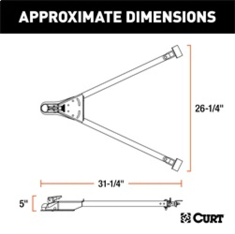 RockJock Curt Tow Bar with Adjustable Width Arms Car Mount 2in Ball 5000lbs RJ-19745 RJ-19745 Features and Benefits