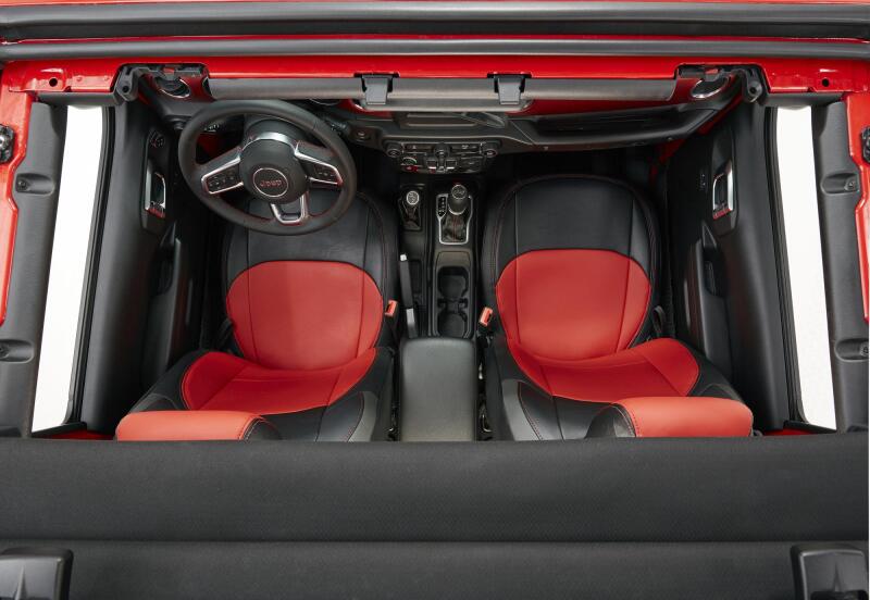 PRP Seats PRP 2018+ Jeep Wrangler JL/2 door/Rubicon Front Seat Covers (Pair) - Black/Red B038-05 B038-05 Photo - Close Up