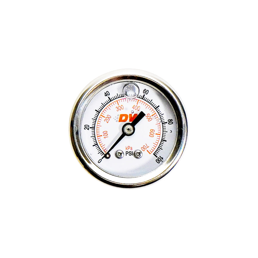 DeatschWerks Fuel Pressure Gauge - Liquid Filled White Face with DW Logo