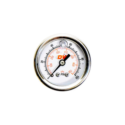 DeatschWerks Fuel Pressure Gauge - Liquid Filled White Face with DW Logo
