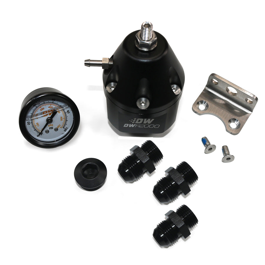 DeatschWerks DWR2000 AFPR + pressure gauge + 10AN & 8AN Fittings, anodized black