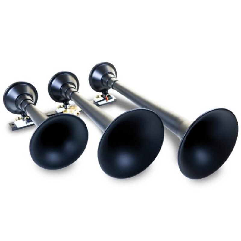 Kleinn Air Horns Kleinn Black Triple Horn/ 18.25In/ 14.75In/10In - XCR2.0 Coated Spun Steel 730 730 Photo - Primary