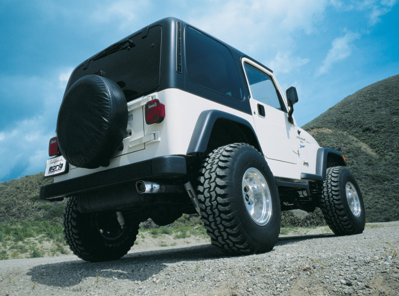 Borla 97-99 Jeep Wrangler 2.5/4.0L w/o Hitch Cat-Back 2.25in Single Sqr Angle Cut Phntm Rear 14728 14728 Photo - lifestyle view