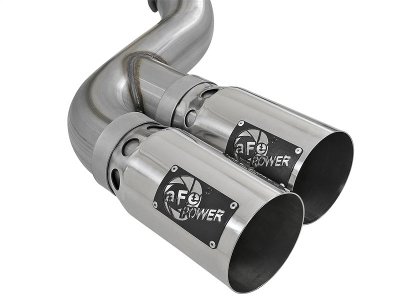 aFe Rebel XD 4in Stainless Steel Down-Pipe Back Exhaust System w/ Dual Pol 49-43102-P Photo - Unmounted