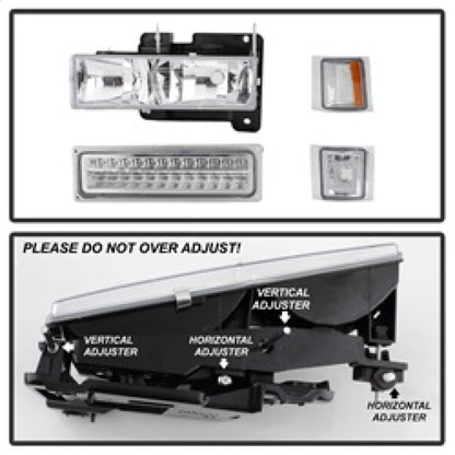 SPYDER Xtune 92-94 Blazer Full Size Corner/LED Bumper Headlights Chrome HD-JH-CCK88-LED-AM-C-SET 5069559 5069559 Photo - Unmounted