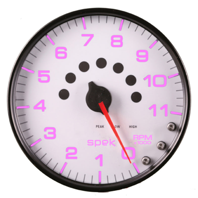 Autometer Spek-Pro Gauge Tachometer 5in 11K Rpm W/Shift Light & Peak Mem White/Black P23912 P23912 User 4