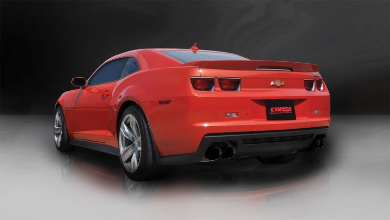 Corsa Performance 12-13 Chevrolet Camaro Coupe ZL1 6.2L V8 Black Sport Cat-Back + XO 14971BLK Photo - Mounted