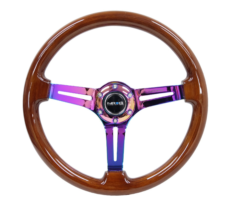 NRG Reinforced Classic Wood Grain Wheel, 350mm, 3 spoke Slotted Center Neo RST-018BR-MC Photo - Primary