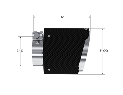 MBRP Universal Carbon Fiber Tip, 3in. ID./5in. OD./ 6.13in L. Angle Cut Dual Wall T5184CF T5184CF Photo - Close Up