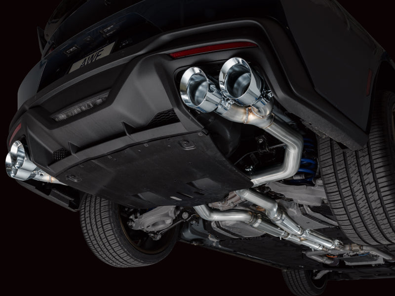 AWE Tuning AWE 2024 Ford Mustang Dark Horse S650 RWD Track Edition Catback Exhaust w/ Quad Chrome Silver Tips 3020-42375 3020-42375 Photo - Mounted