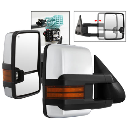 SPYDER xTune Chevy Silverado 03-06 Heated Amber Signal Telescoping Mirrors Chrome MIR-CS03S-G3C-PWH-AM-SET 9936753 9936753 Photo - Primary