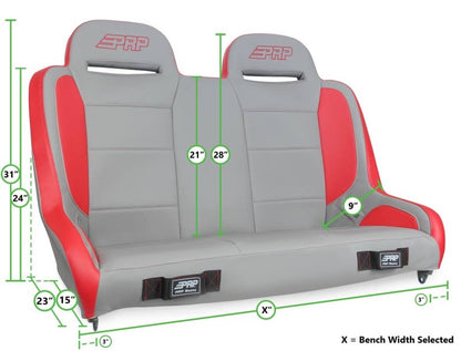 PRP Seats PRP Jeep Wrangler TJ/LJ/JK Elite Series Rear Bench- Red A9236-39-72 A9236-39-72 Photo - Close Up