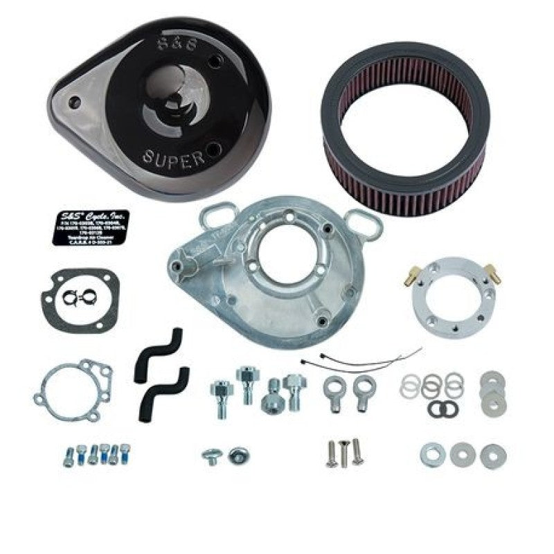 S&S Cycle 01-17 Stock EFI BT Models Teardrop Air Cleaner Kit - Gloss Black 170-0304B