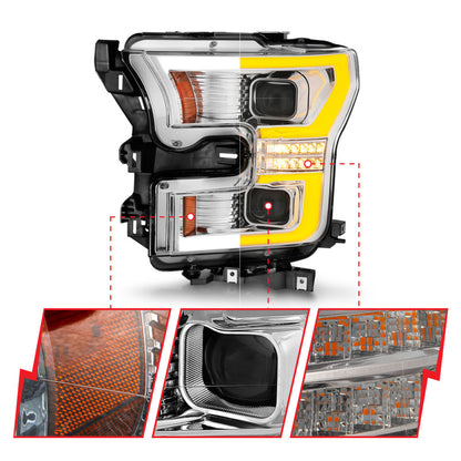 ANZO 15-17 Ford F-150 LED Projector Headlights - w/ Light Bar Switchback Chrome Housing 111548 111548 User 2