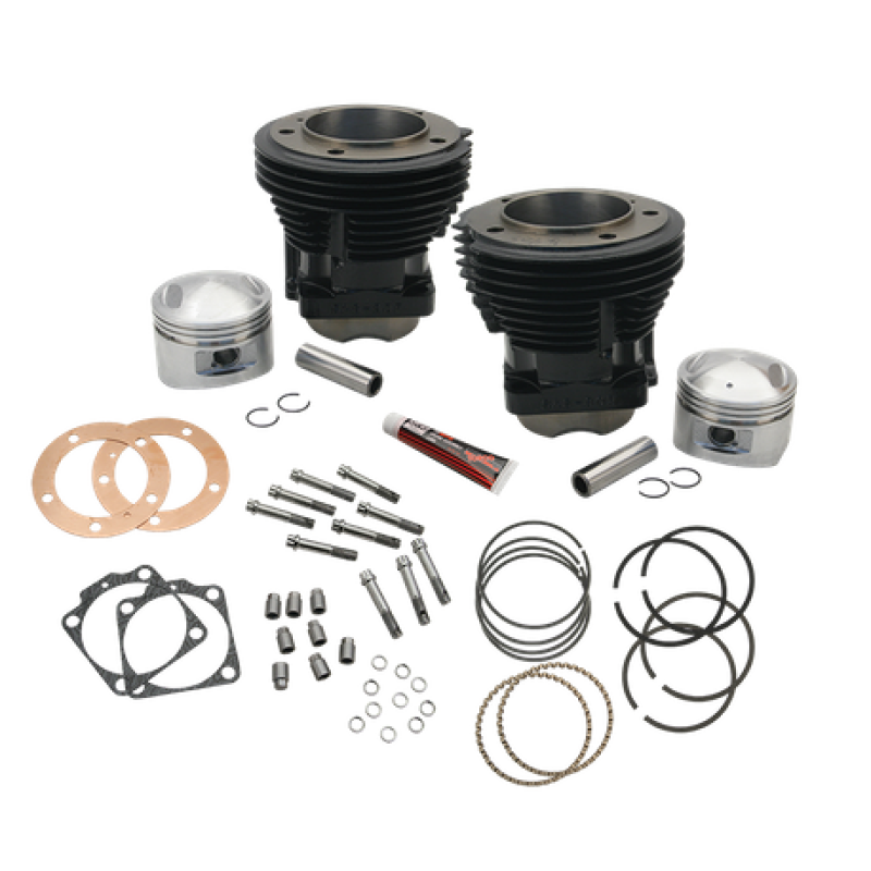 S&S Cycle 66-84 BT 93in Standard Compression 3-5/8in Big Bore Cylinder & Piston Kit - Gloss Black 91-9101