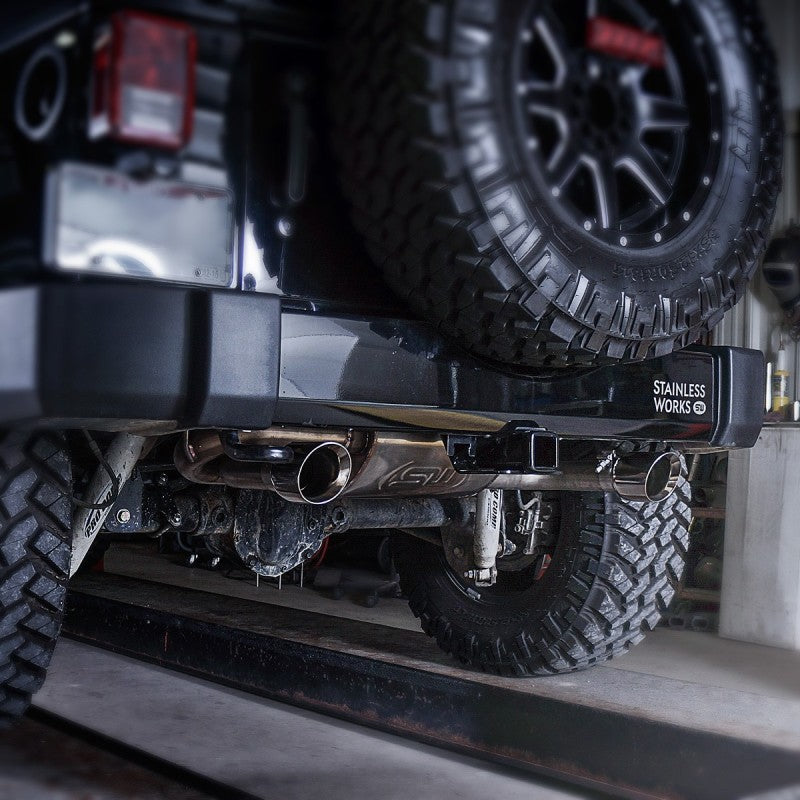 Stainless Works 2007-17 Jeep Wrangler Axleback Exhaust JPJKAB JPJKAB Photo - Mounted