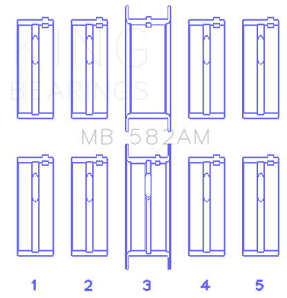 King Engine Bearings Ford 2.0/2.3L 8V (Size +0.50mm) Main Bearing Set MB582AM0.5 MB582AM0.5 Photo - Primary
