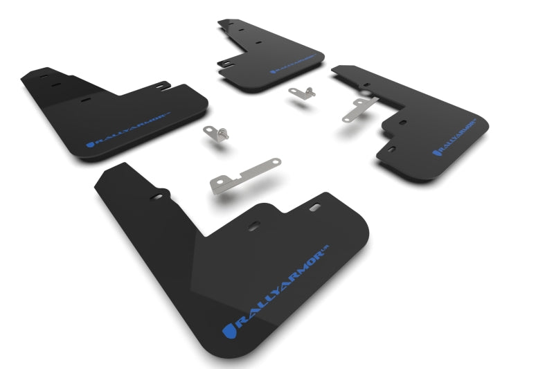 Rally Armor 21-23 Ford Mustang Mach-E Black UR Mud Flap w/ Light Blue Logo MF96-UR-BLK-NB MF96-UR-BLK-NB Photo - Primary