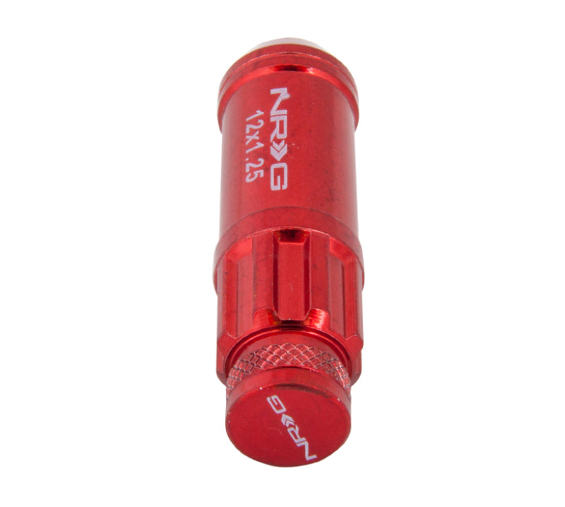NRG M12 x 1.25 Steal Lug Nut w/ dust cap cover Set 21 pc Red w/ locks & lo LN-LS710RD-21 Photo - Primary