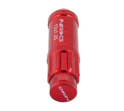 NRG M12 x 1.25 Steal Lug Nut w/ dust cap cover Set 21 pc Red w/ locks & lo LN-LS710RD-21 Photo - Primary