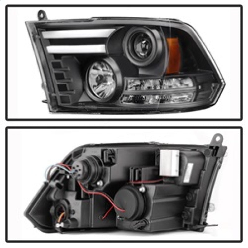 Spyder Dodge Ram 09-12 Projector Headlights Light Bar DRL Black PRO-YD-DR09-LBDRL-BK 5081001 5081001 Photo - Primary