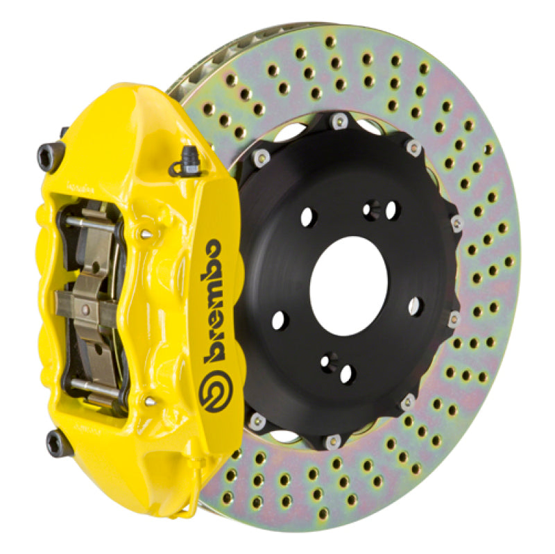 Brembo 06-09 S2000 Rear GT BBK 4 Piston Cast 328x28 2pc Rotor Drilled- Yellow 2P1.6010A5