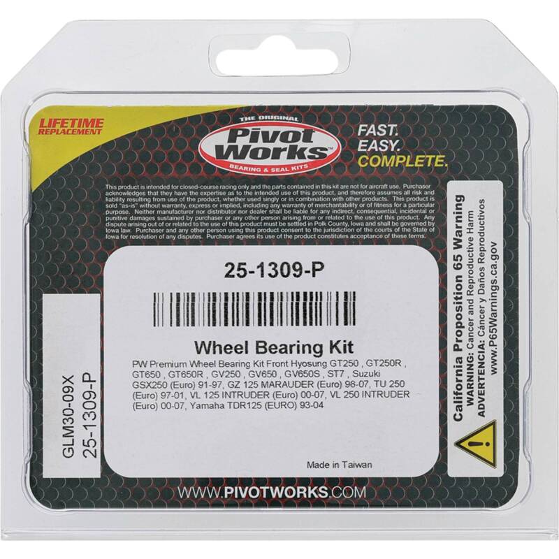 Pivot Works Hyosung, Suzuki, Yamaha Wheel Bearing Kit Premium Bearings 25-1309-P 25-1309-P Photo - Primary