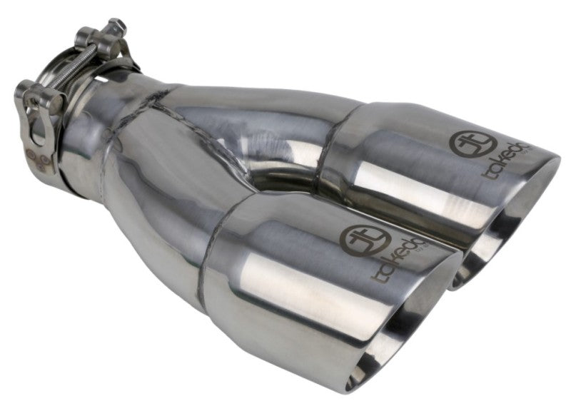 aFe Takeda 2.5in 304 Stainless Steel Clamp-on Exhaust Tip 2.5in Inlet 3in Dual Outlet - Polished 49T25364-P10 49T25364-P10 User 1