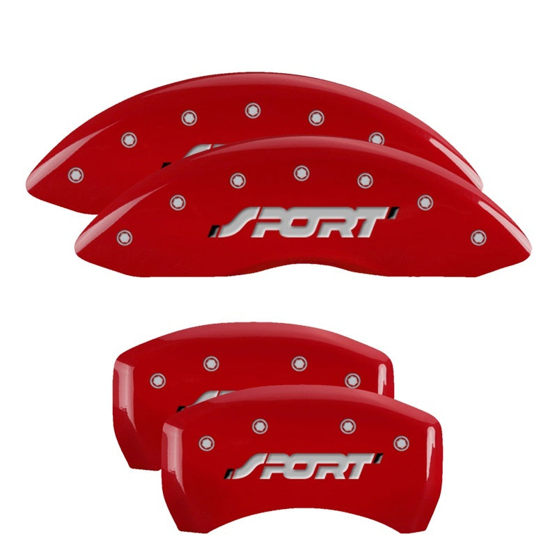 MGP Caliper Covers (set of 4), Engraved Front & Rear SPORT Red finish 10229SSPORD Photo - Primary