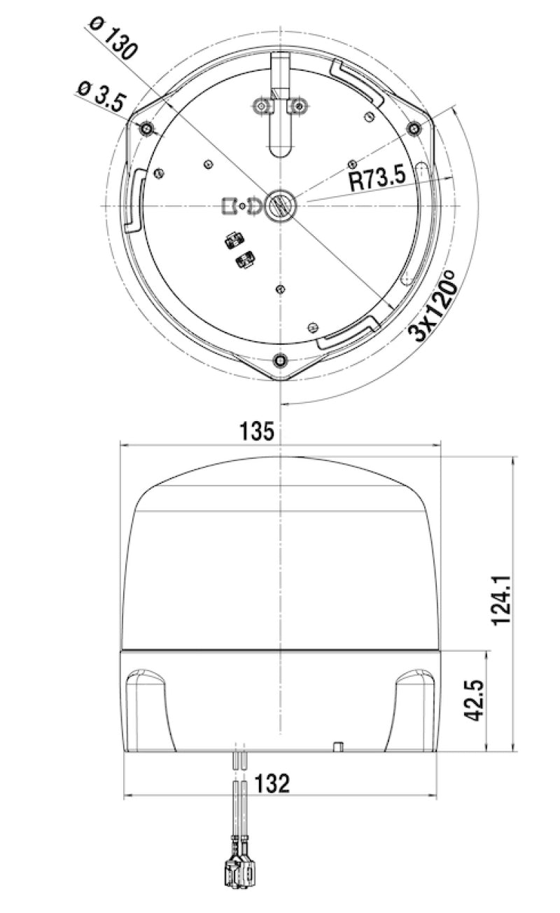 Hella Led Lamp 12/24V Amber Fix Mounting 2Rl 010979001 010979001 Technical Drawing