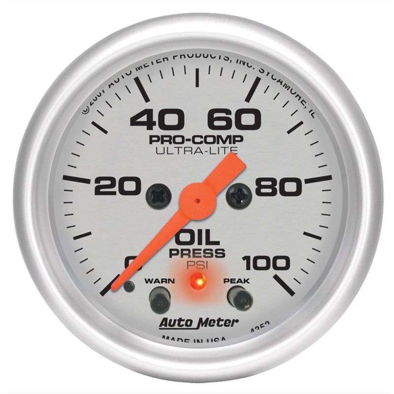 Autometer 2-1/16" Oil Pressure, 0-100 Psi, Stepper Motor, Ultra-Lite 4352 Photo - Primary