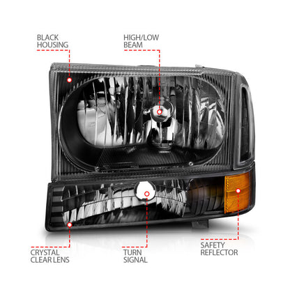 Anzo 2000-2004 Ford Excursion Crystal Headlights Black 111080 User 4