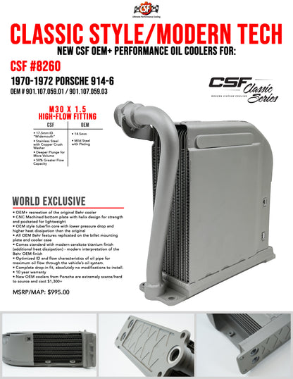 CSF 70-72 Porsche 914.6 / 70-76 Porsche 914 w/ Flat 6 Conversion Engine Oil Cooler 8260 8260 Brochure - A general brochure describing a brand, company, product line.  If brochure in question is for a specific product, use code PDB.