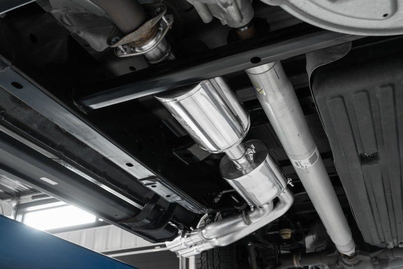 MBRP 15+ Ford F150 T409 Pre-Axle 4in OD Tips Dual Outlet 3in Cat Back S5262AL Photo - Mounted