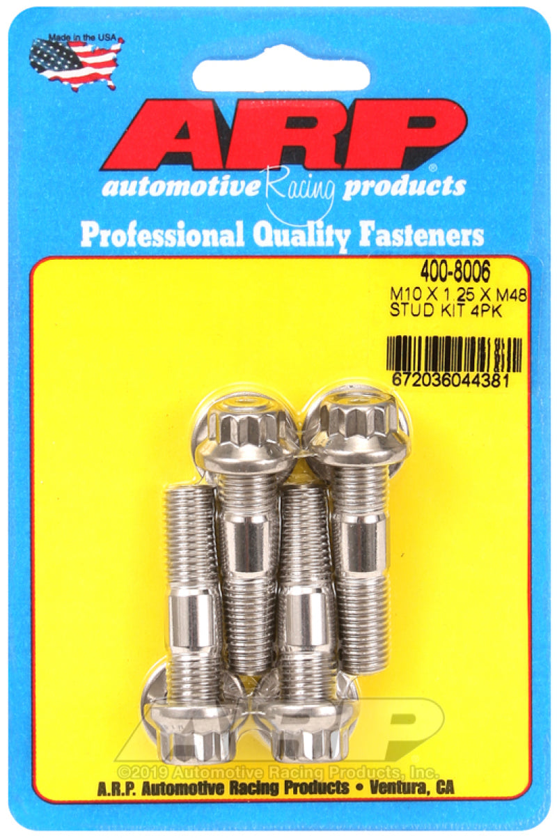 ARP M10 X 1.25 X 48mm broached stud kit 4pcs 400-8006 Photo - Primary