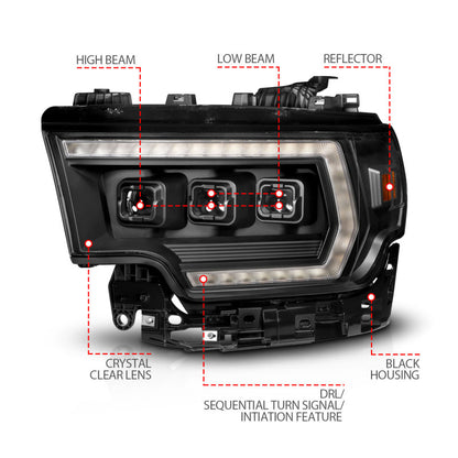 ANZO 19-24 RAM 2500/3500 Z-Series Full LED Proj Headlights DRL/Init/SeqSig - Pass. Side ONLY 111601X-R 111601X-R User 1