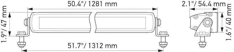 Hella Universal Black Magic 50in Thin Light Bar - Driving Beam 358176331 358176331 Technical Drawing