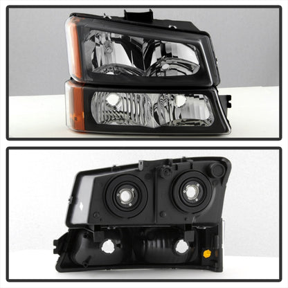 SPYDER Xtune Chevy Silverado 2500HD 03-06 Crystal Headlights w/ Bumper Lights Black HD-JH-CSIL03-AM-BK-SET 5069801 5069801 Photo - Unmounted