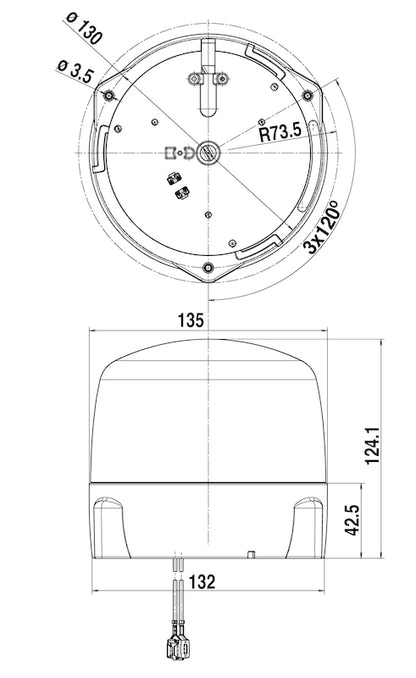 Hella Led Lamp 12/24V Amber Fix Mounting 2Rl 010979001 010979001 Technical Drawing