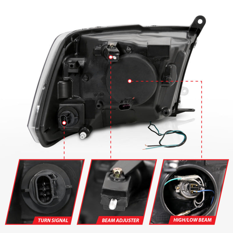 Anzo Dodge Ram 09-18 Projector Plank Style Headlight w/ Halo Chrome Clear A 111405 Photo - Unmounted