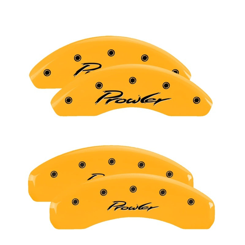 MGP 4 Caliper Covers Engraved Front & Rear 97-02 Chrysler Prowler Yellow Finish Black Prowler Logo 32014SPRLYL 32014SPRLYL Photo - Primary