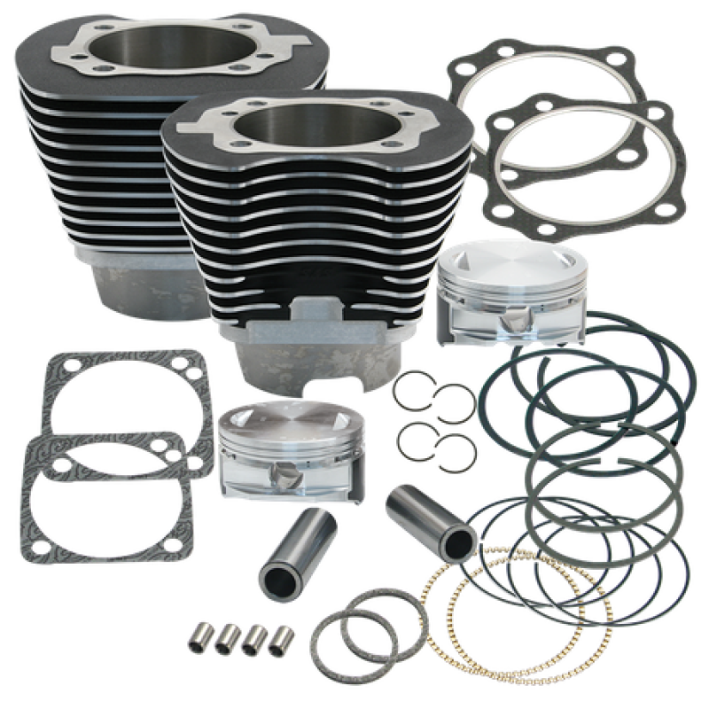 S&S Cycle 99-06 BT 4 1/8in Bore Cylinder & Piston Kit Early Production T111 Engines - Wrinkle Black 910-0277