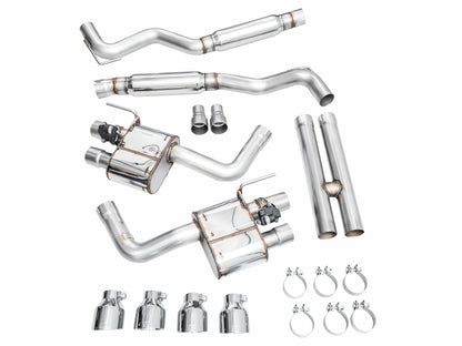 AWE Tuning AWE 2024 Ford Mustang GT Fastback S650 RWD SwitchPath Catback Exhaust w/ Quad Chrome Silver Tips 3025-42650 3025-42650 Photo - out of package