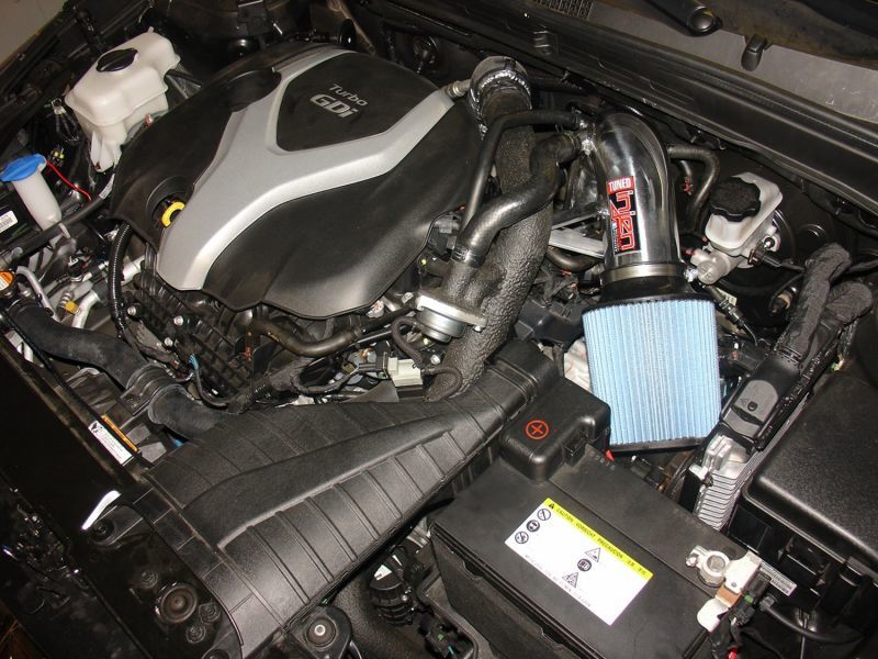 Injen Polished Short Ram Intake 2011-14 Hyundai Sonata/Kia Optima 2.0L Turbo SP1330P Photo - Mounted