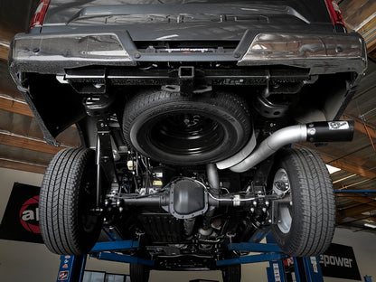 aFe Atlas 4in Aluminized Steel DPF-Back Exh 18-19 Ford F-150 V6-3.0L (td) w/ Black Tip 49-03106-B 49-03106-B Photo - Mounted