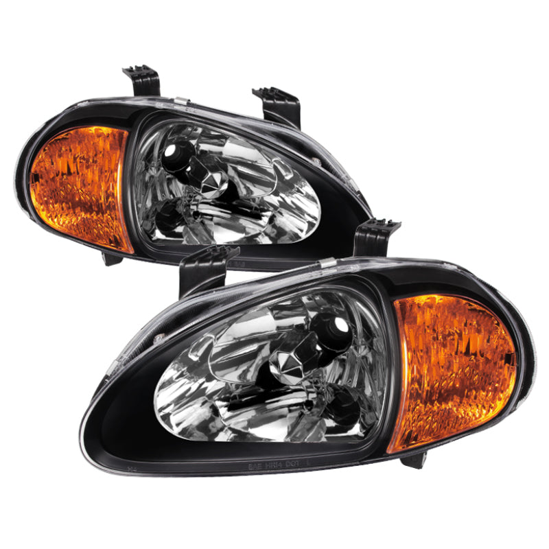 SPYDER Xtune Honda Del Sol 93-97 1Pc Amber Crystal Headlights Black HD-ON-HDEL93-1P-AM-BK 5013408 5013408 Photo - Primary